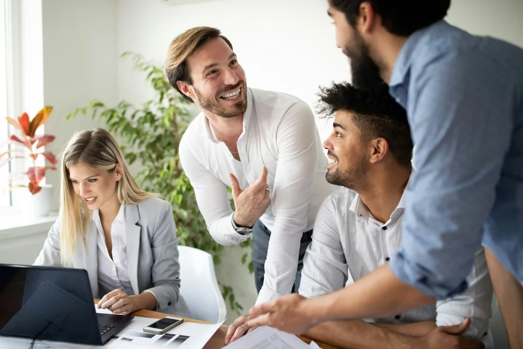 group of diverse coworkers collaborating